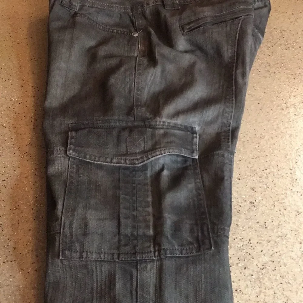 Cropped Cargo Jeans Olive Green